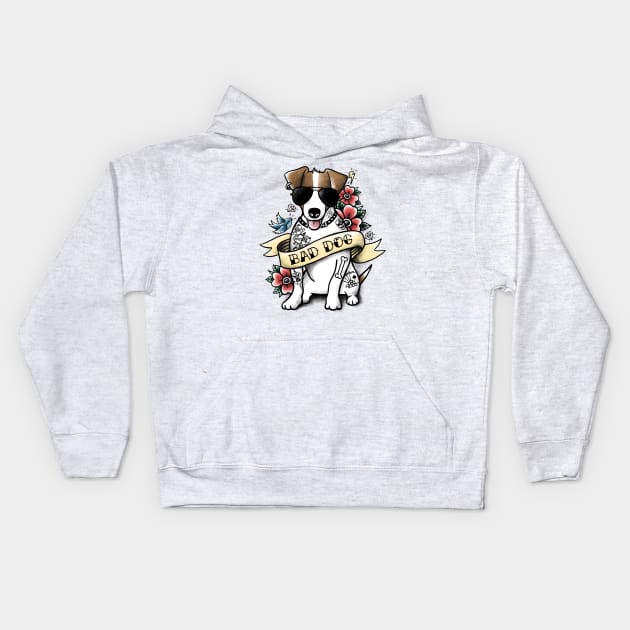 Bad dog jack russell tattoo Kids Hoodie by NemiMakeit